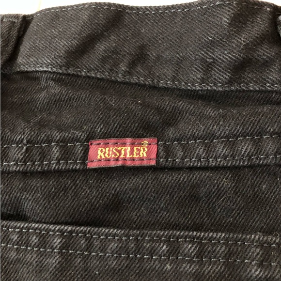 Rustler Men's Size 44x30 Straight Leg Denim Black Jeans 100% Cotton Dark Wash - Picture 5 of 12